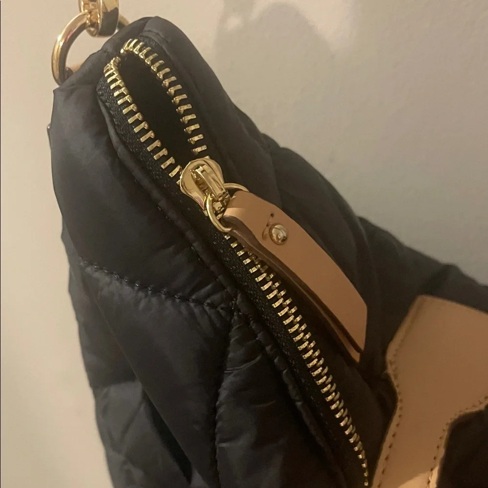 Ann Klein Black Quilted Tote Bag with Tan Accents - Picture 9 of 12